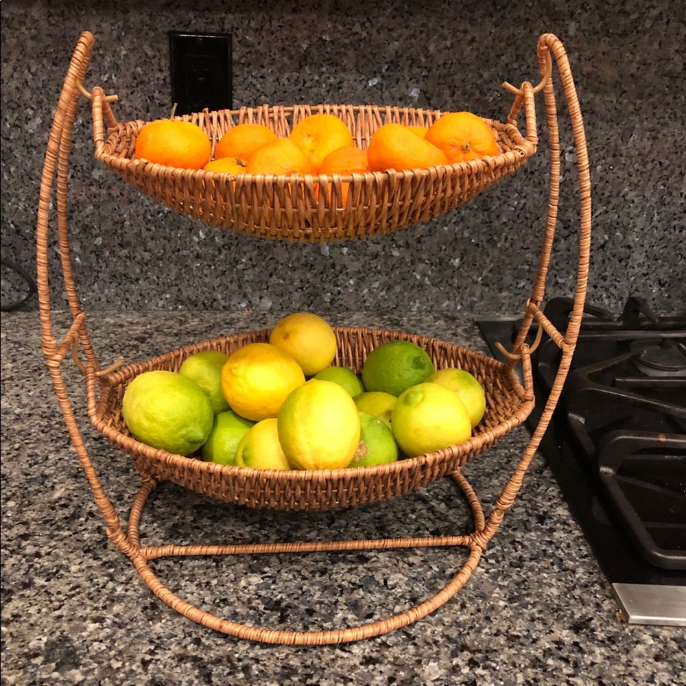 2 tier Wicker fruit basket